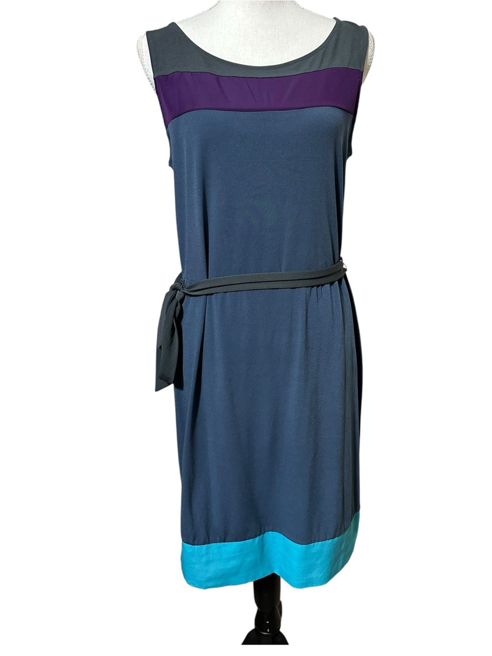 Banana Republic Navy Midi Dress with Purple and Teal Panels